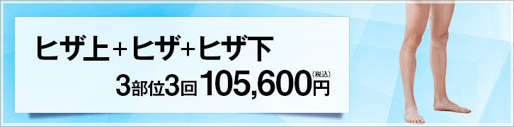 メンズ医療脱毛コース / ヒザ上＋ヒザ＋ヒザ下 3回 96,000円（税別）